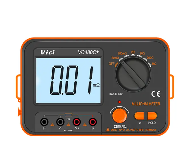 Vici VC480C+ Low Resistance Tester, 4 wires testing, Large 0.01m ohm to 2k ohm range, Accurately measure the contact resistance of conductors, electric heating elements and welding points.