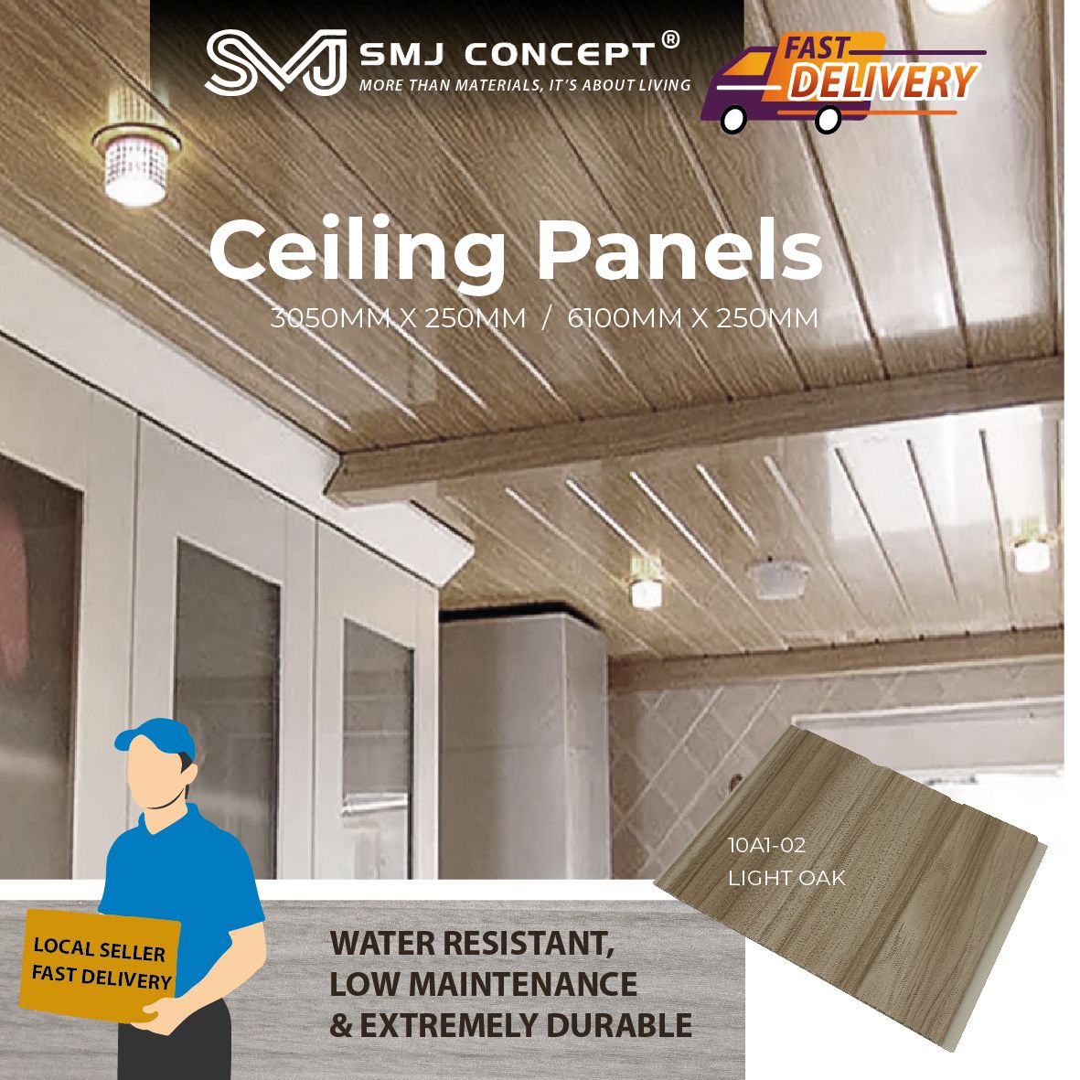 10A1-02 3050MM X 250MM X 8MM | PVC CEILING PANEL 3 WAVES