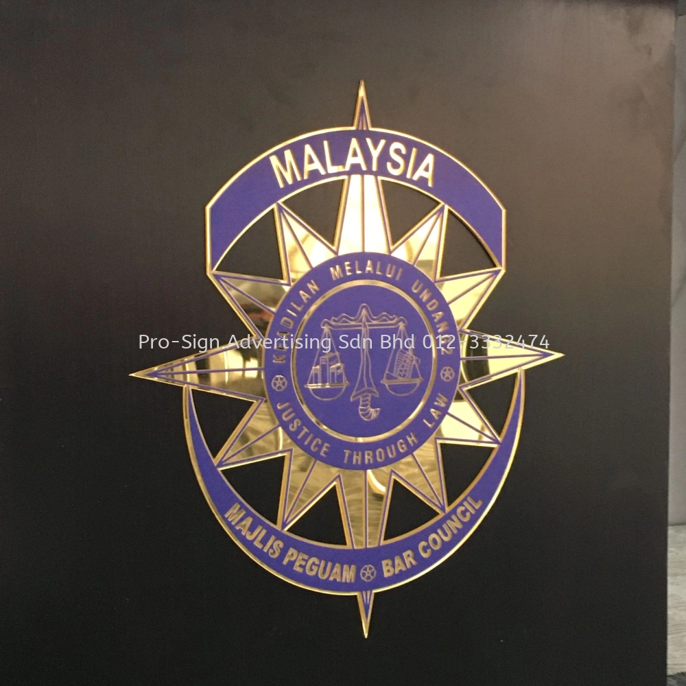 GOLD MIRROR ACRYLIC CUT OUT DIRECT UV PRINT (BAR COUNCIL MALAYSIA, 2020, KL)