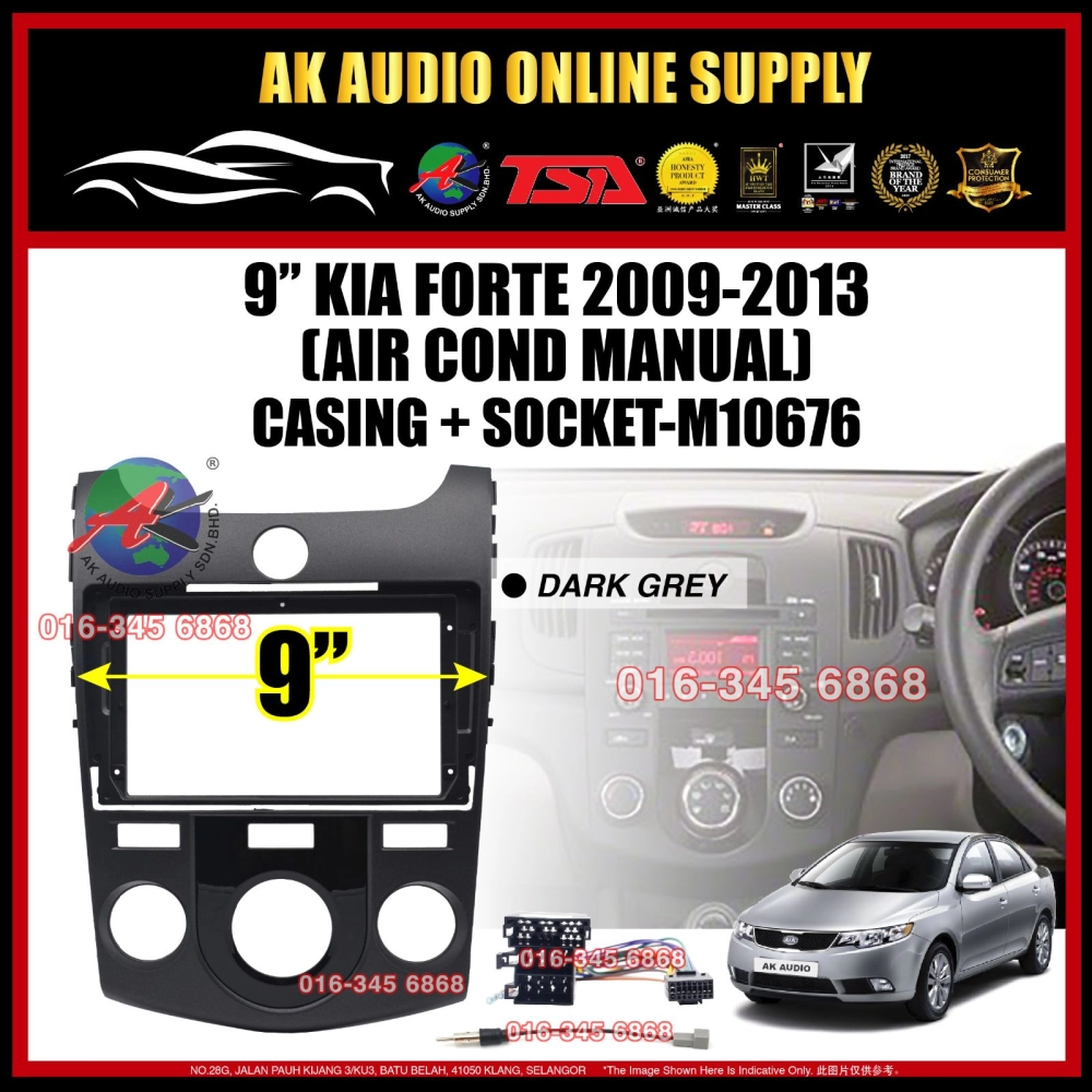 Kia Forte 2009 - 2013 ( Manual Aircond ) Android 9" inch Casing + Socket - M10676