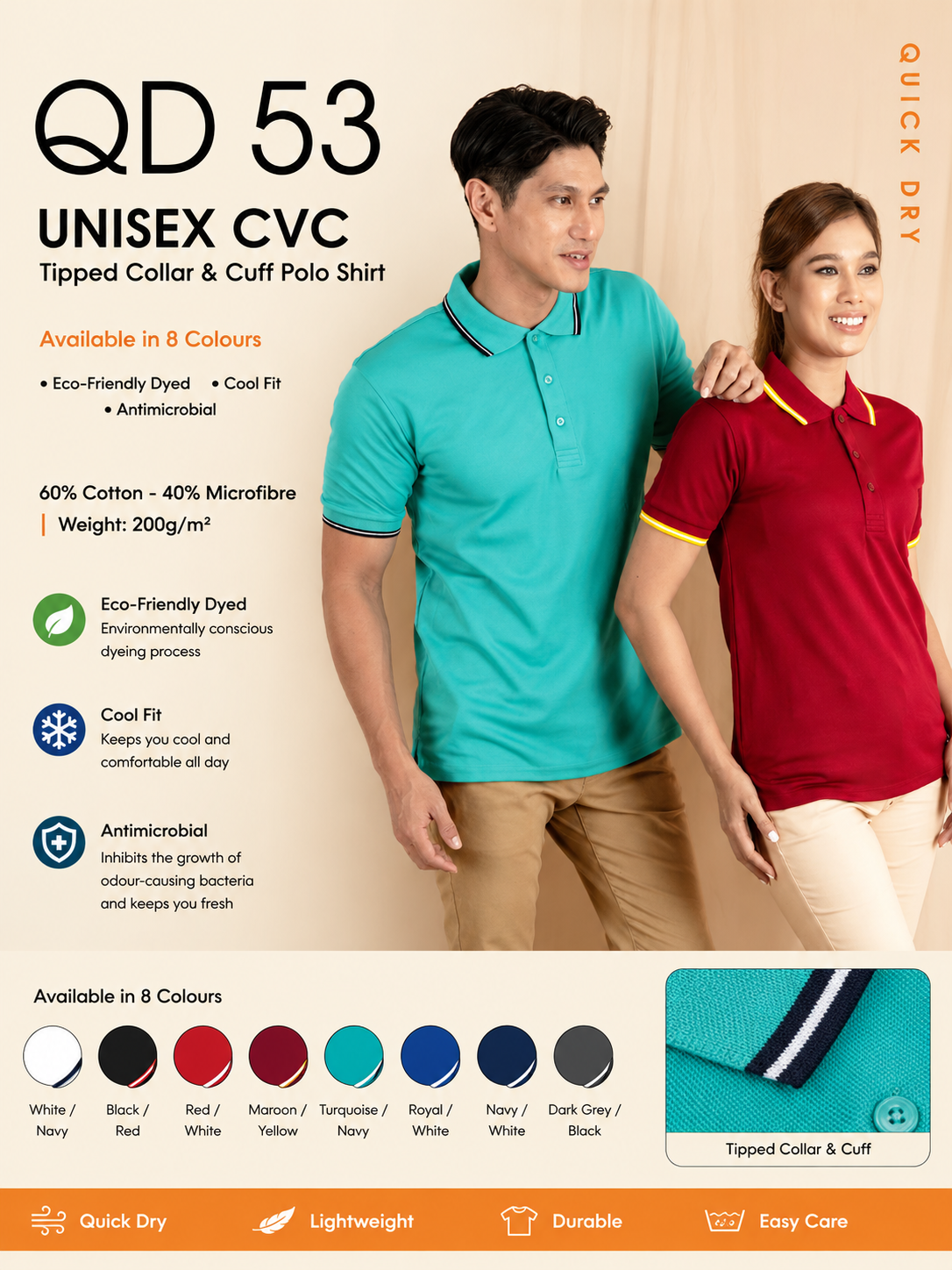Premium CVC Polo Shirt - QD53