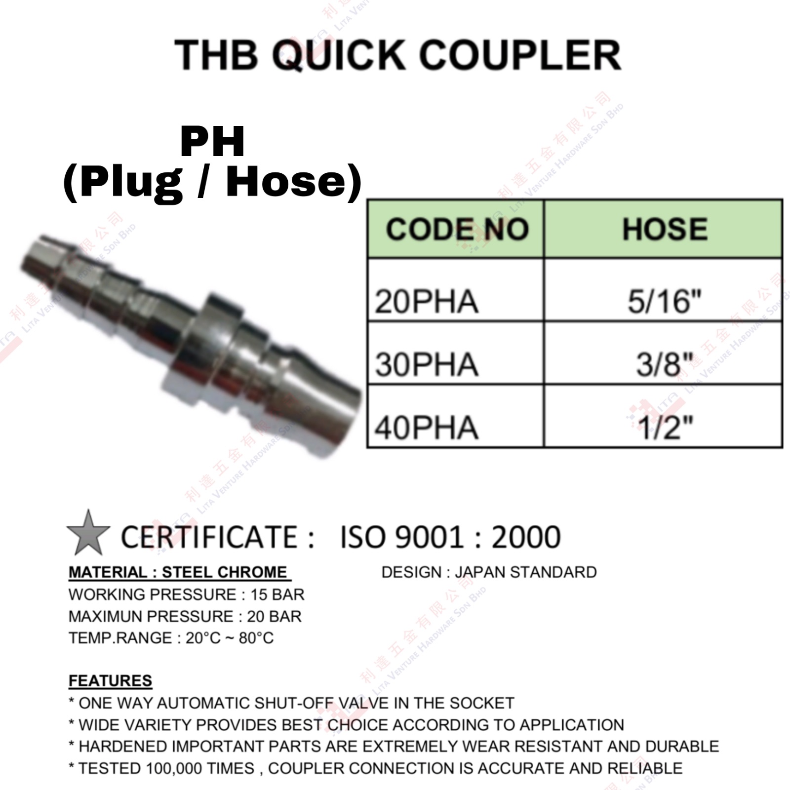 TBH QUICK COUPLER PH - 20PHA 30PHA 40PHA