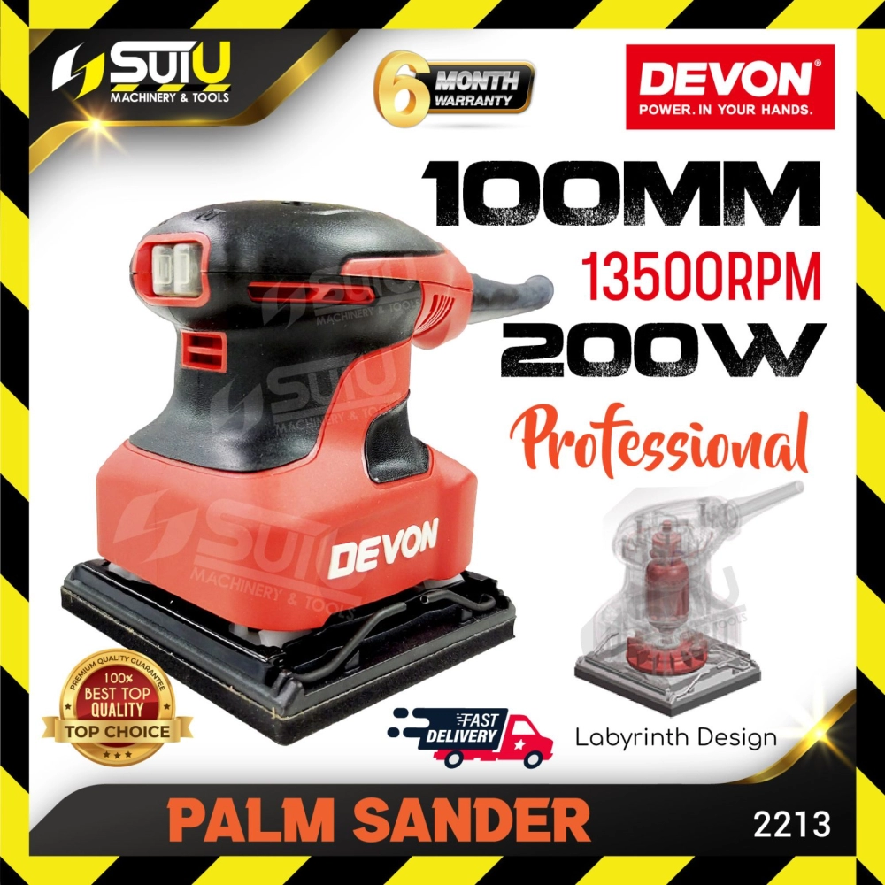 DEVON 2213 100MM Palm Sander / Wood Sander 200W 13500RPM