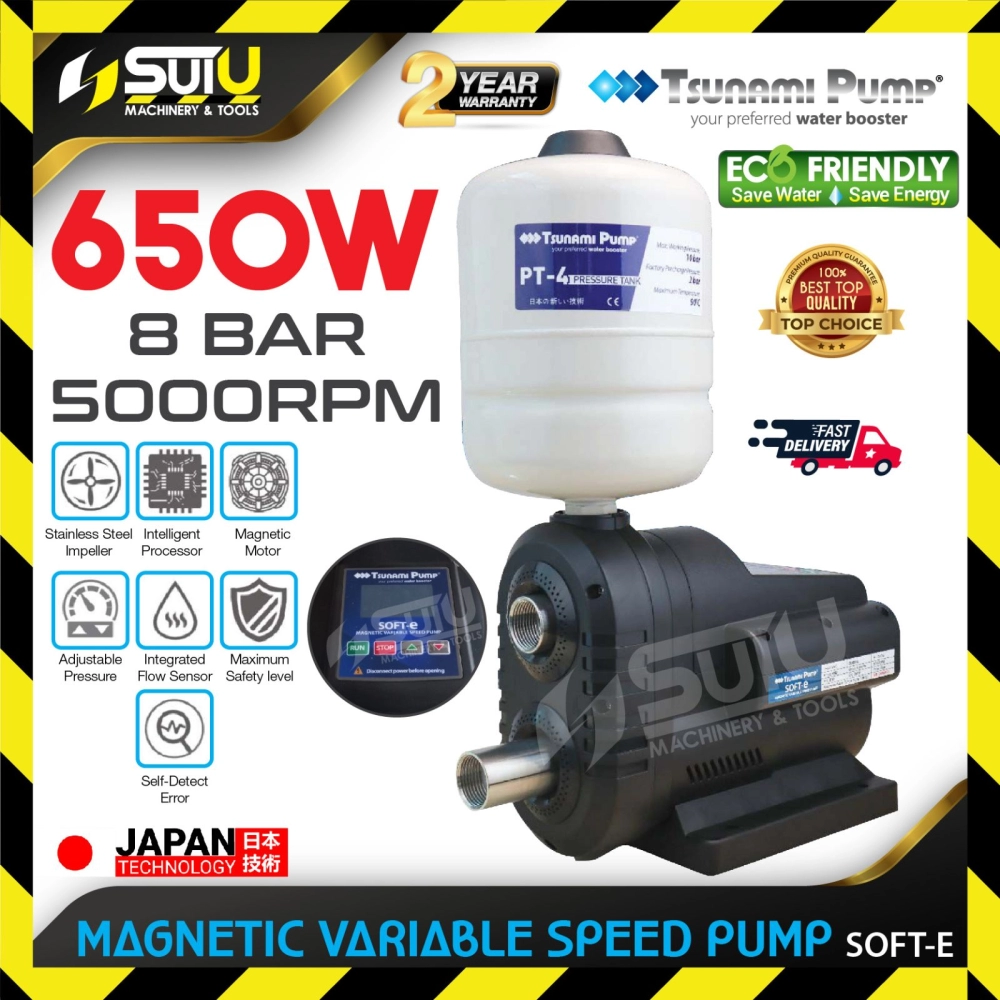 TSUNAMI PUMP SOFT E 0.9HP 8Bar Magnetic Variable Speed Pump 5000RPM