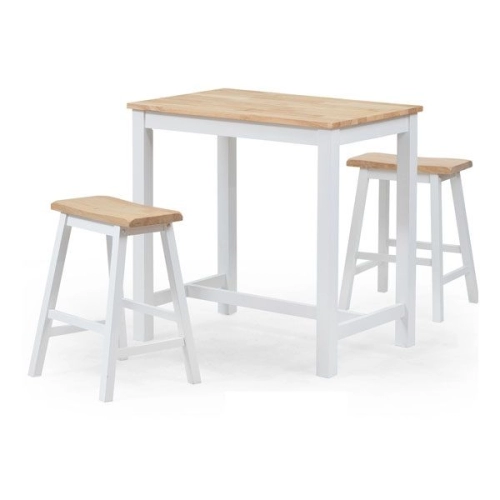 WINTER ISLAND BAR SET TABLE WITH STOOLS (1+2) NATURAL WHITE