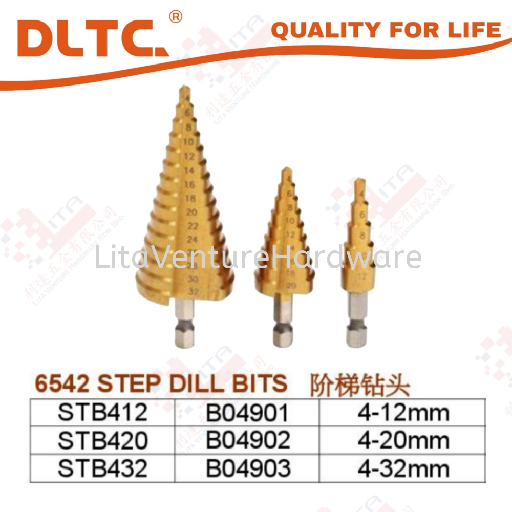 DLTC BRAND 6542 STEP DRILL BITS - STB412 STB420 STB432