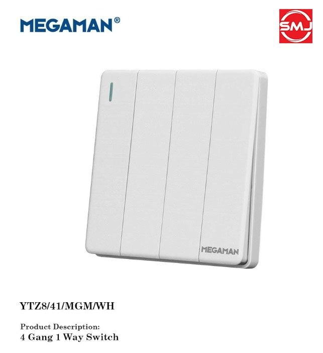Megaman YTZ8/41/MGM/WH 4 Gang 1 Way Switch (White) Selangor, KL 