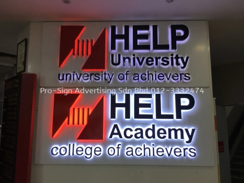 3D EG BOX UP LED BACKLIT WITH ALUMINIUM BOX UP BASE (HELP ACADEMY, 2021, KL)