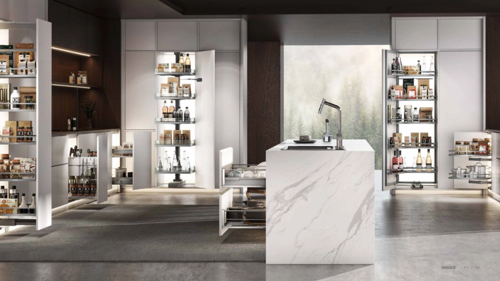 Aluminium Kitchen Cabinets with Premium Accessories – Tailored Storage Solutions