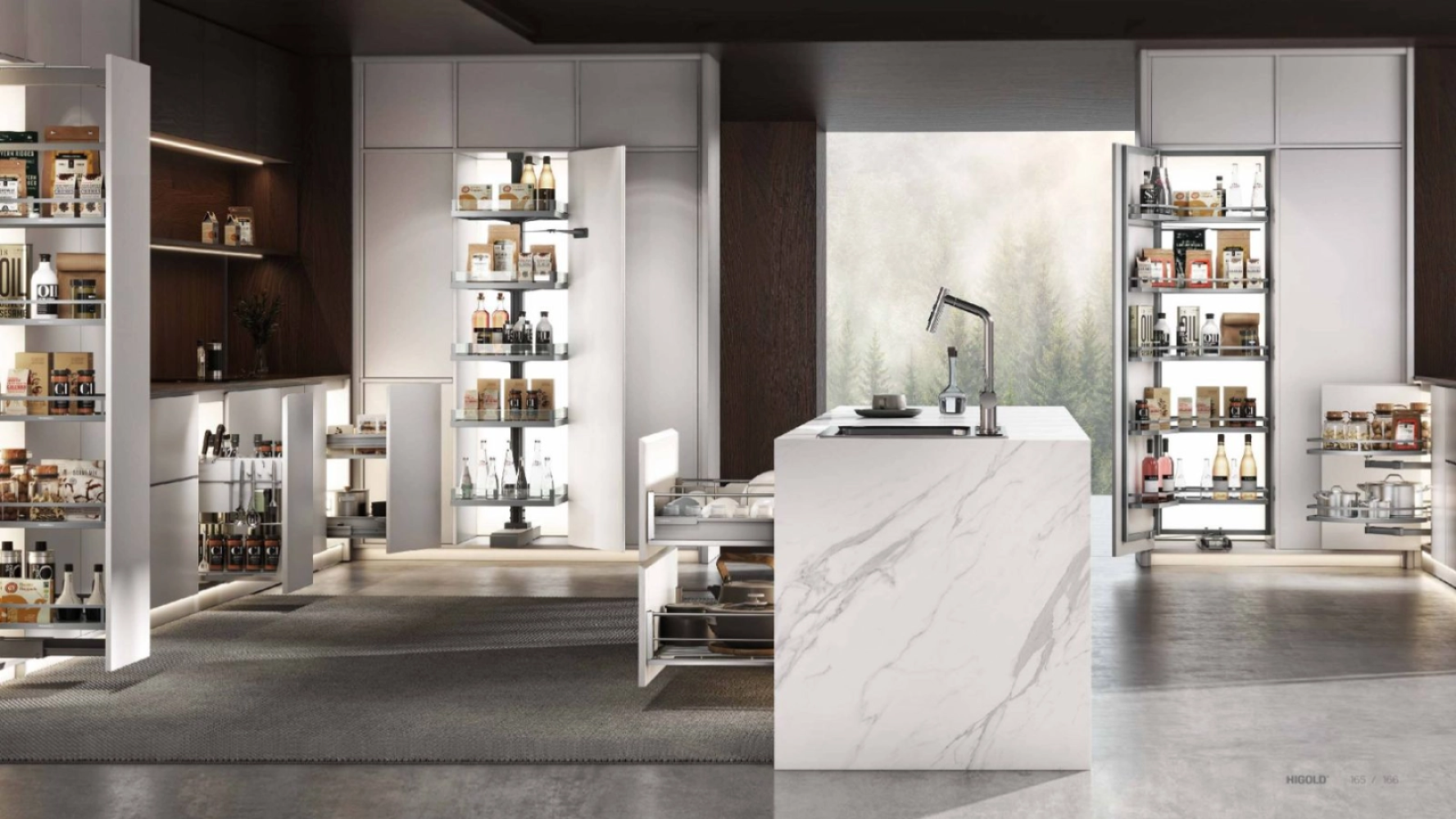Aluminium Kitchen Cabinets with Premium Accessories – Tailored Storage Solutions