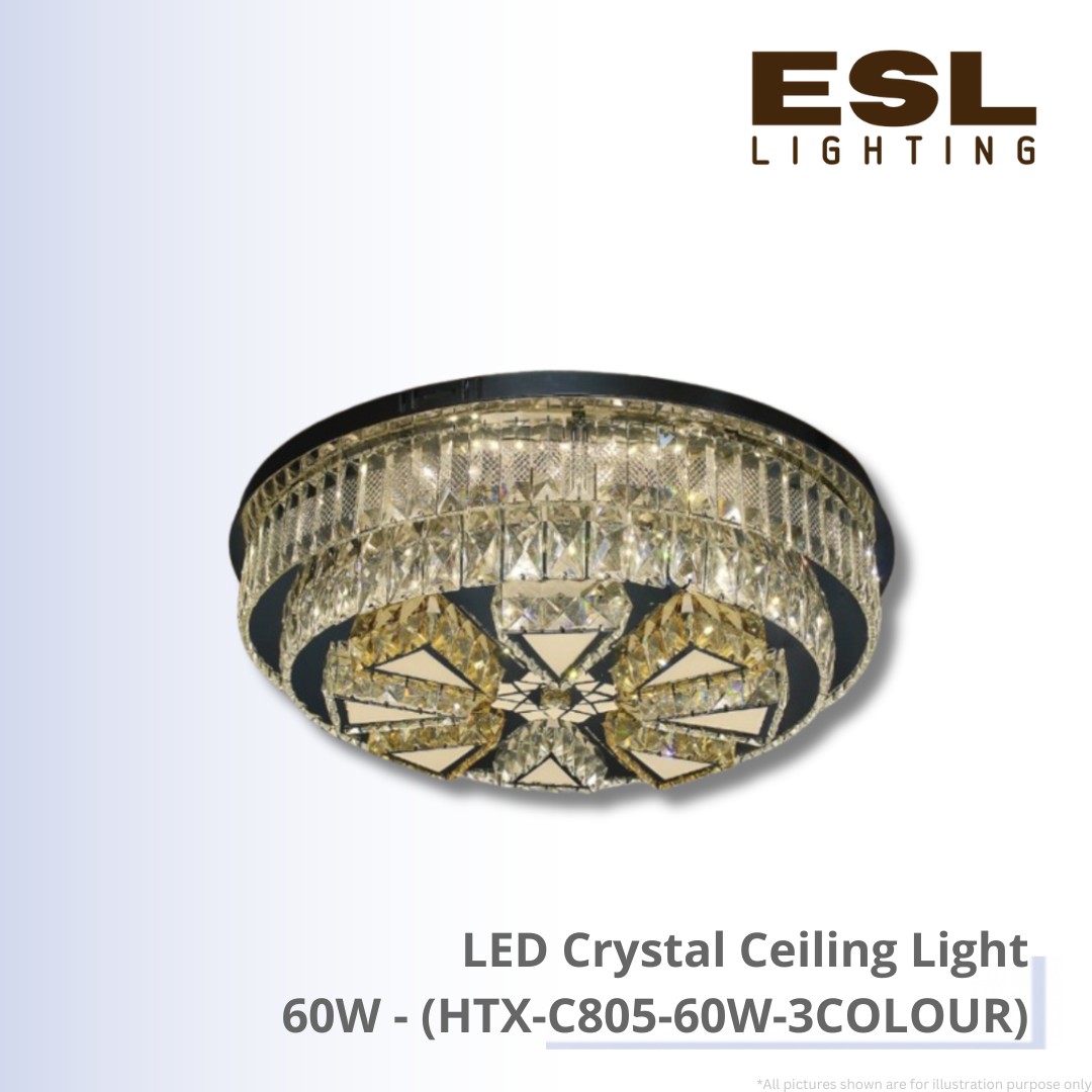 LED Crystal Ceiling Light 60W - HTX-C805-60W-3COLOUR