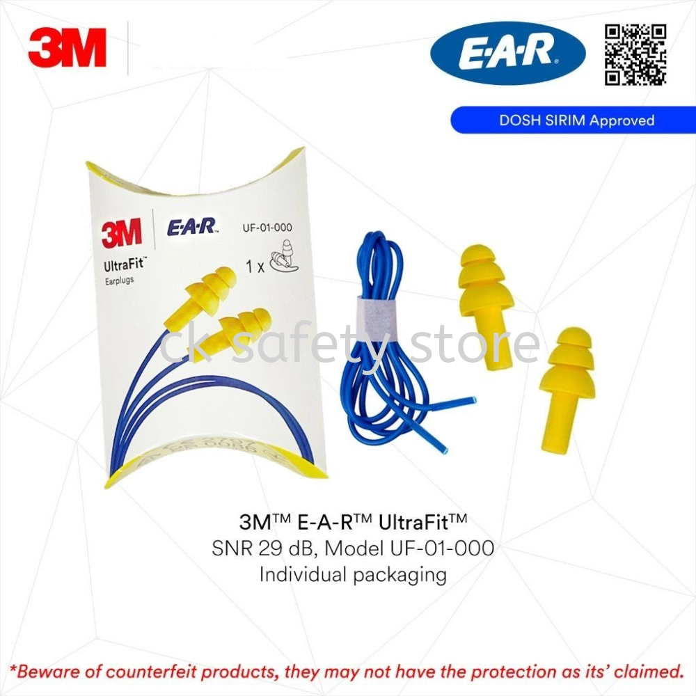 3M UltraFit Reusable Earplugs UF-01-000