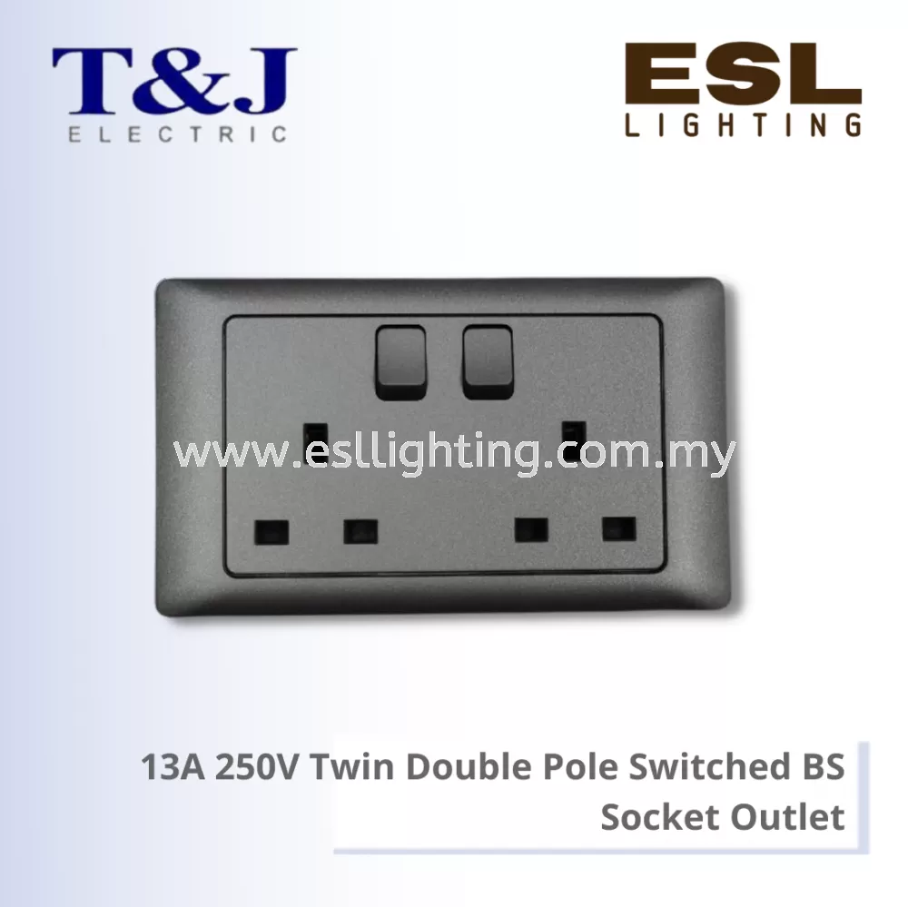 T&J RADIANCE SERIES 13A 250V Twin Double Pole Switched BS Socket Outlet - K813SDA-DP-D / K813SDA-DP-SBL-D / K813SDA-DP-MSB-D