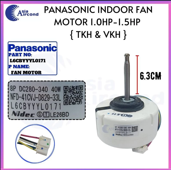 PANASONIC AIRCOND INDOOR FAN MOTOR 1.0HP-1.5HP L6CBYYL0171 DC MOTOR NIDEC NFD-41CVJ-D829-33L FOR TKH  VKH INVERTER SPARE PART