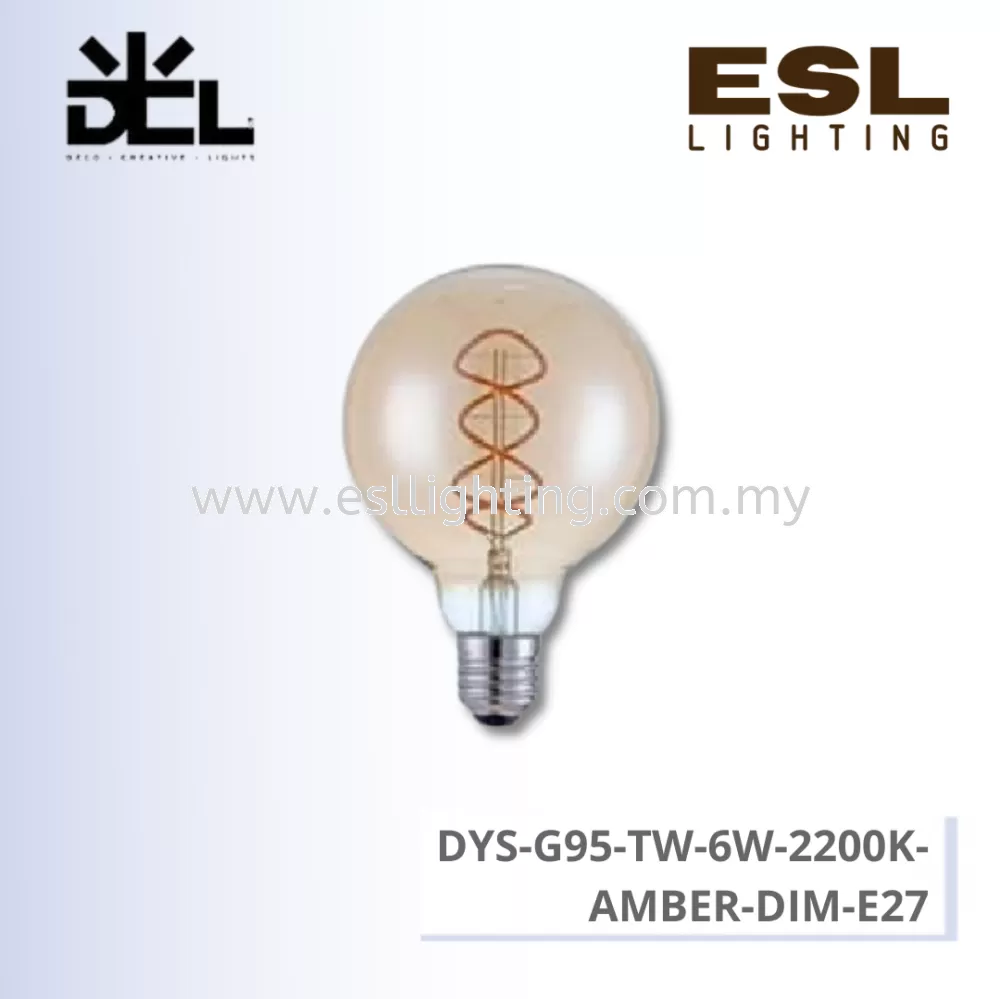 DCL LED FILAMENT EDISON BULB DIMMABLE E27 6W - DYS-G95-TW-6W-2200K-AMBER-DIM-E27
