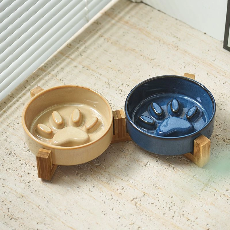 Japanese Kiln Ceramic Pet Slow Bowl Cat Ceramic Plate Anti-Choking Pet Feeder 日本窑陶瓷碗 宠物慢食碗 Bekas Kucing