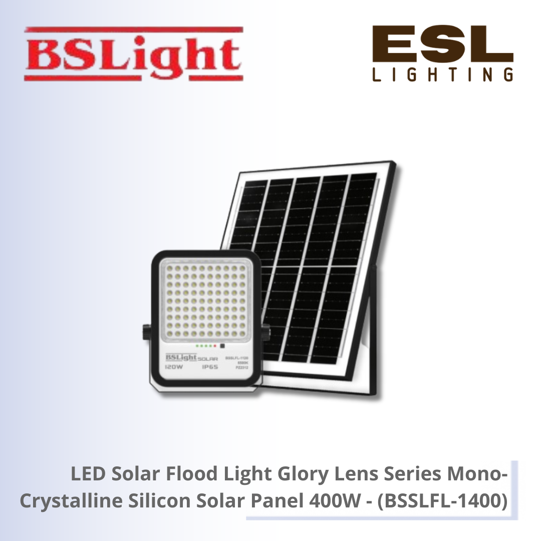 BSLight LED Solar Flood Light Glory Lens Series Mono-Crystalline Silicon Solar Panel 400W - BSSLFL-1400 IP65 [SIRIM]