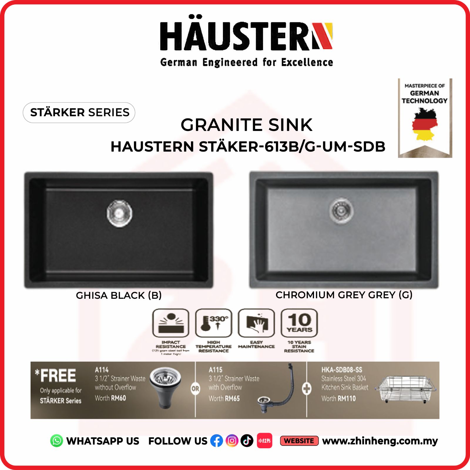 ​​​​​HAUSTERN STARKER KITCHEN SINK HAUSTERN STARKER-613B/G-UM-SDB