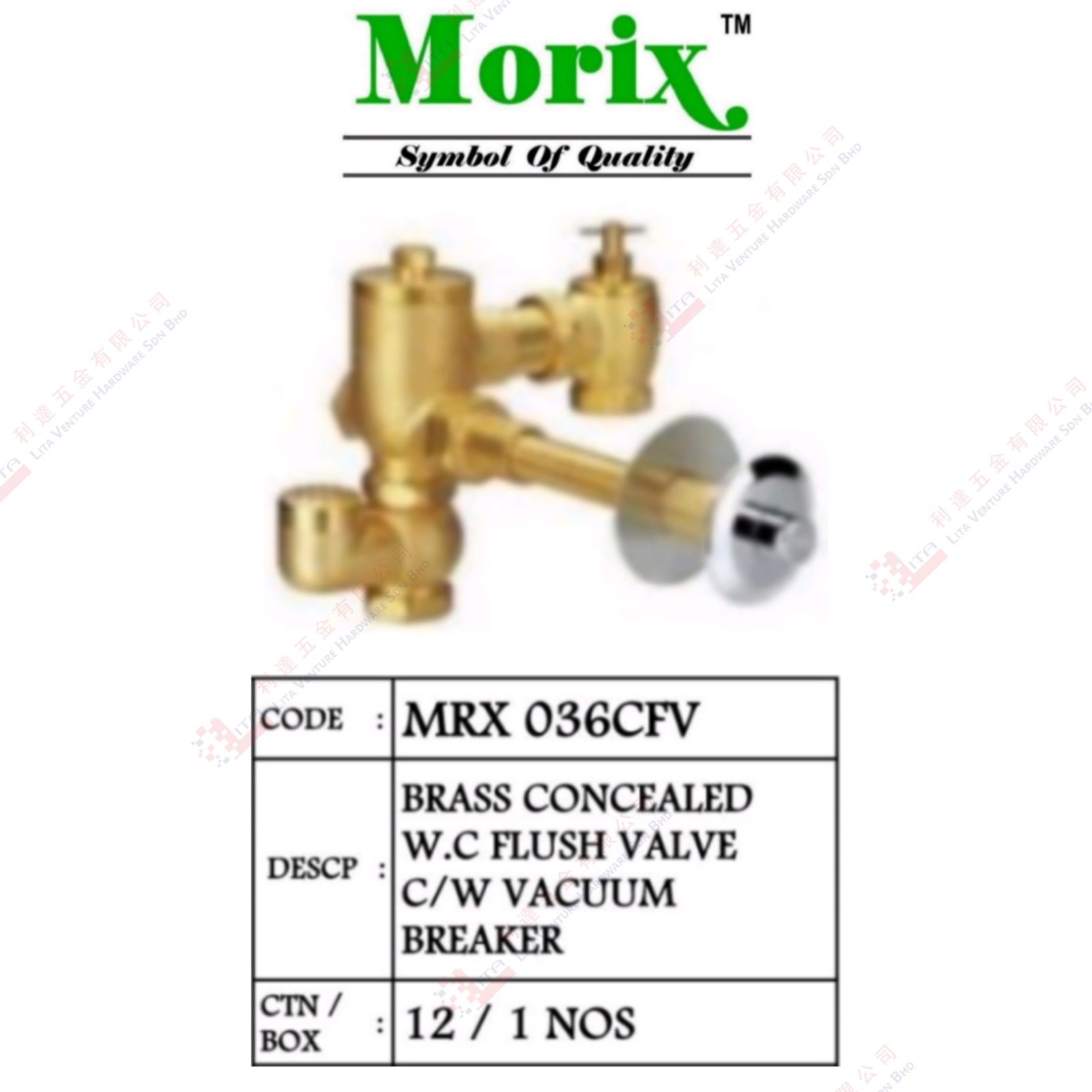 MORIX BRAND BRASS CONSEALED WITH FLUSH VALVE WITH VACUMM BREAKER - MRX036CFV