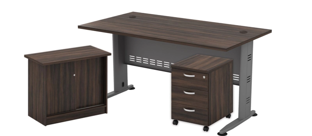 Standard Table With Side Cabinet And Mobile Pedestal 3 Drawer｜Office Table Putra Perdana IPQT