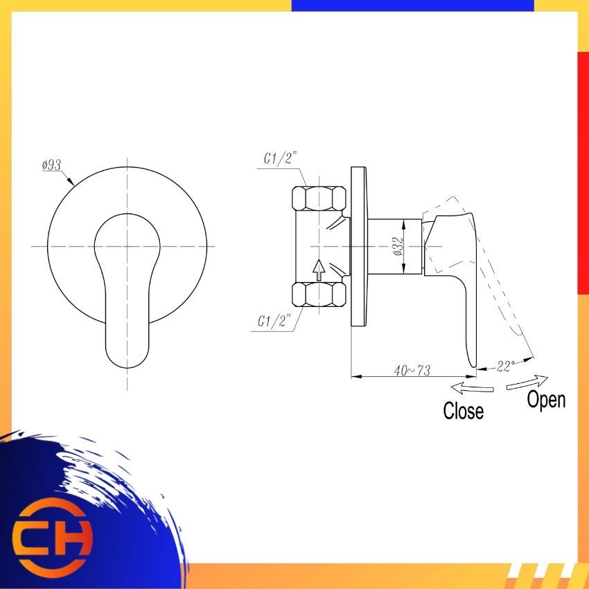 SORENTO BATHROOM SHOWER MIXER TAP SRTWT9808 Concealed Shower Cold Tap 