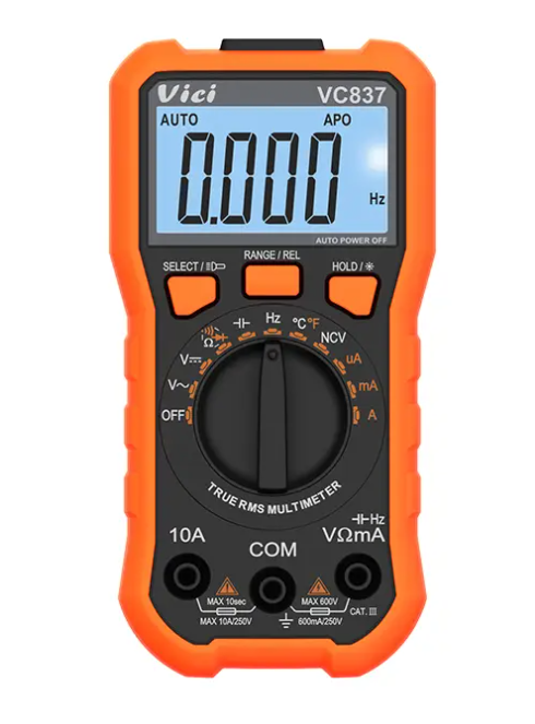 Vici VC837 Max 6000 digits, True RMS & NCV test, Data hold, Backlight, Torch lighting function.