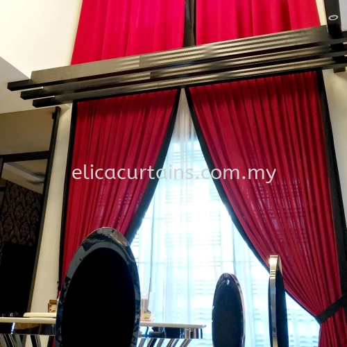 Motorized System Curtains Red