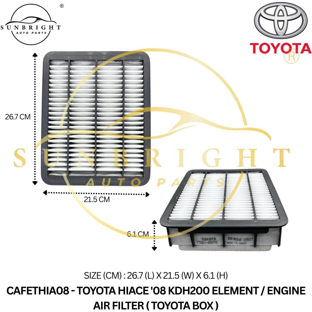 CAFETHIA08 - TOYOTA HIACE '08 KDH200 ELEMENT / ENGINE AIR FILTER ( TOYOTA BOX )