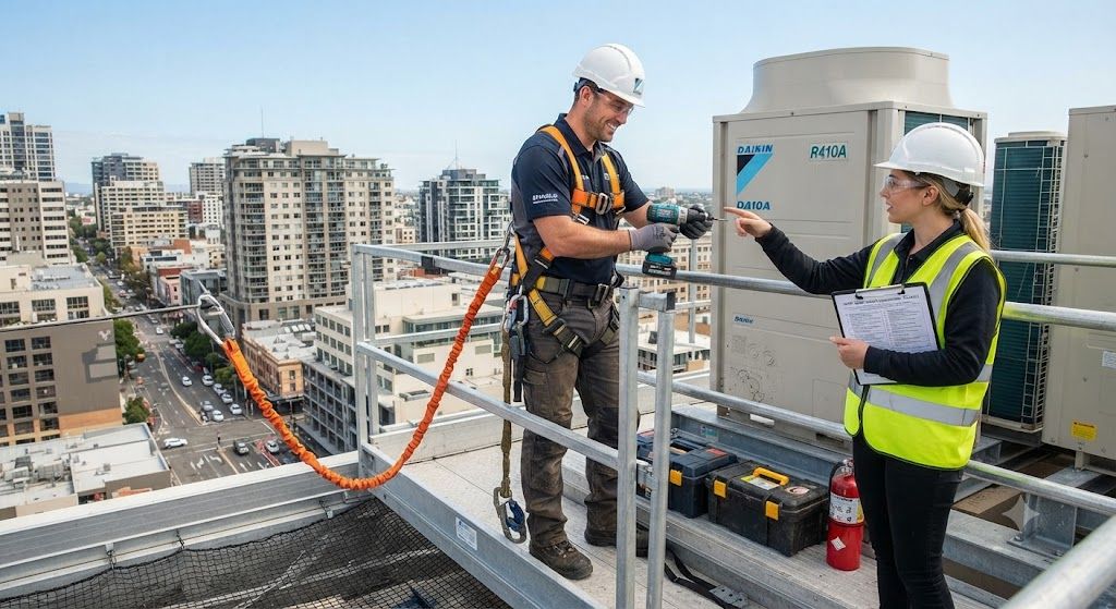 industrial air conditioning servicing height safety