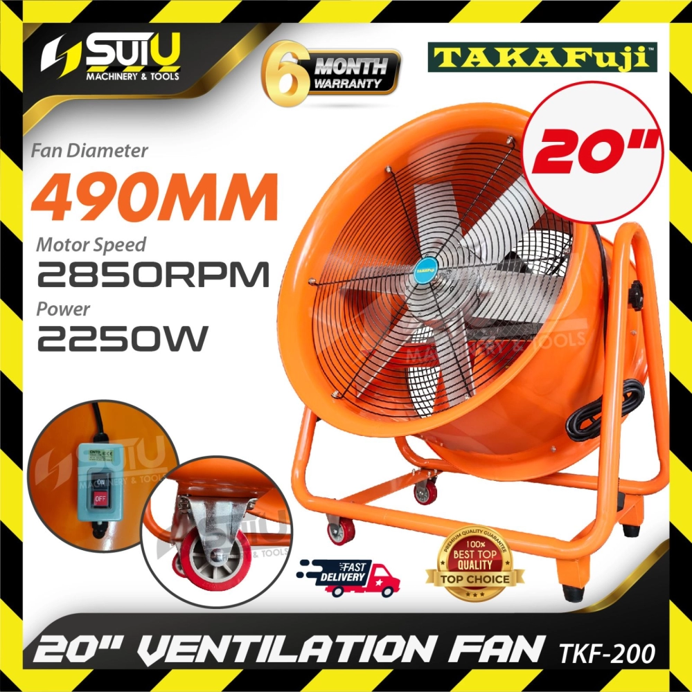 [ WITHOUT HOSE ] TAKAFUJI TKF-200 / TKF200 20" / 490MM Heavy Duty Portable Ventilation Fan / Kipas Pengudaraan 2250W 2850RPM