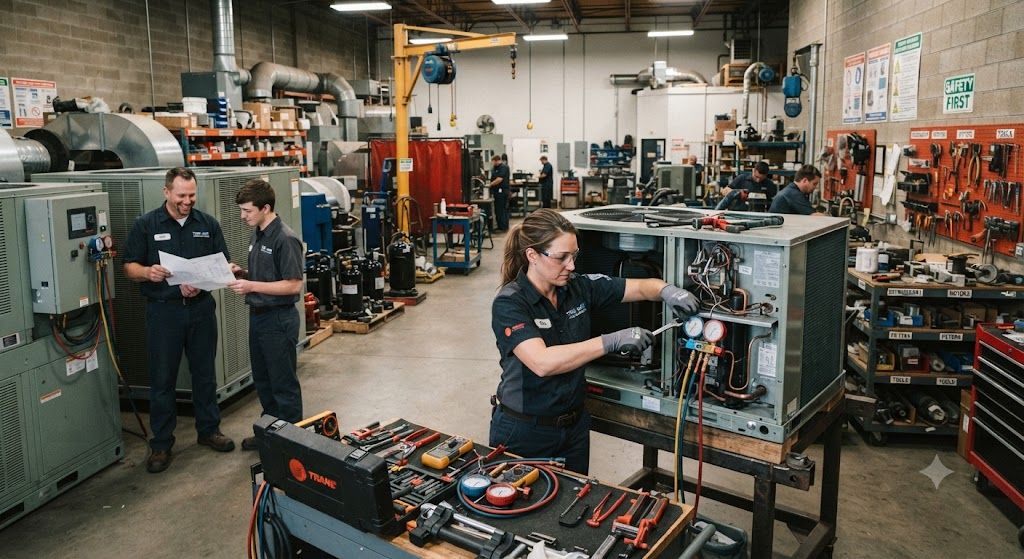 Commercial air conditioning maintenance workshop