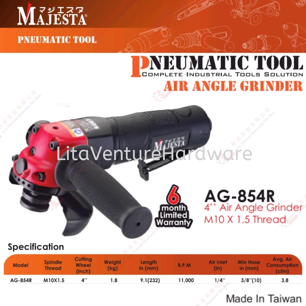 MAJESTA BRAND 4'' AIR ANGLE GRINDER - AG854R