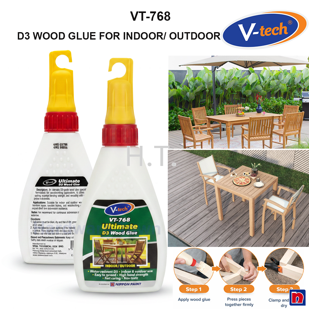 V-TECH VT-768 ULTIMATE D3 WOOD GLUE | INDOOR OUTDOOR WATERPROOF WOOD ADHESIVE | VTECH STRONG FAST DRY