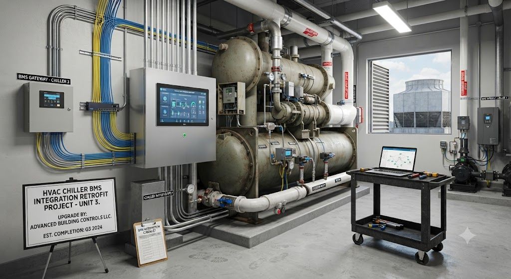 HVAC chiller BMS integration retrofit