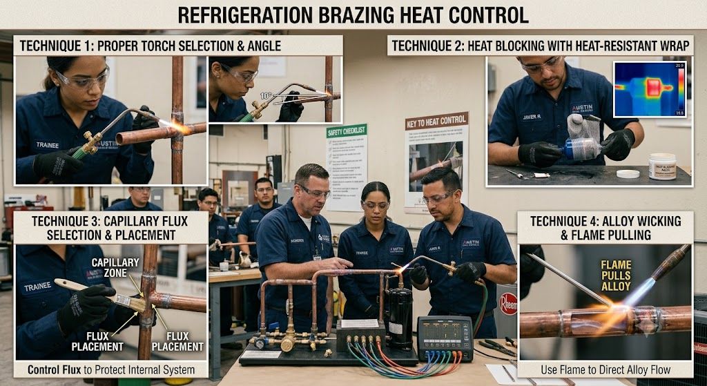 refrigeration brazing heat control techniques