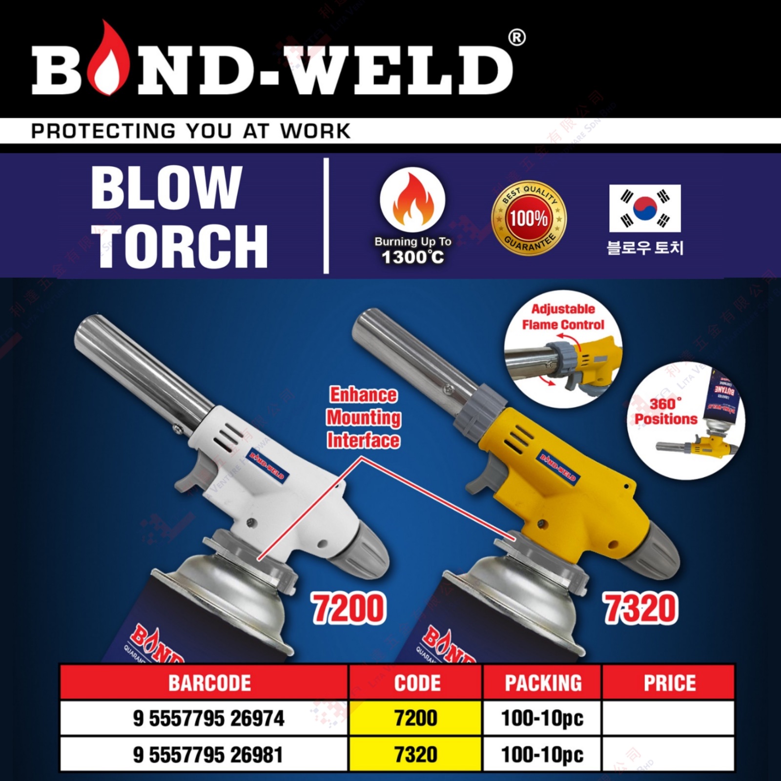 BOND WELD BLOW TORCH - 9555779526974 9555779526981