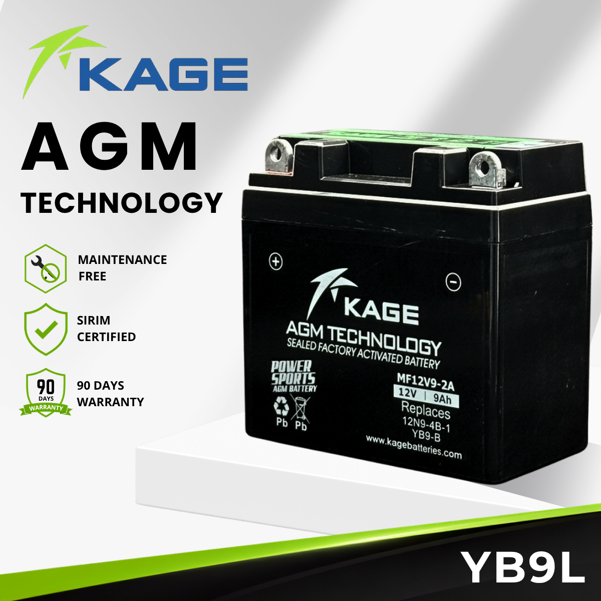 YB9L-BS KAGE -  Bateri MODENAS JAGUH / CL160 SCRAMBLER / HONDA CM200 / 750CC RANGER