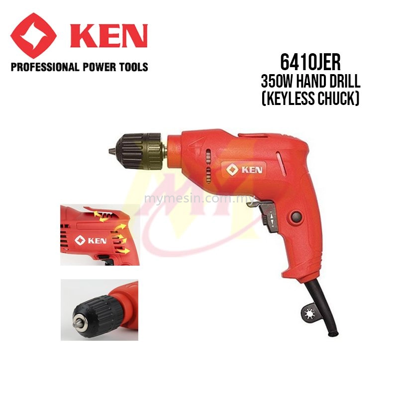 Ken 6410JER 3/8" 350W Hand Drill (Keyless Chuck) [Code: 9146]