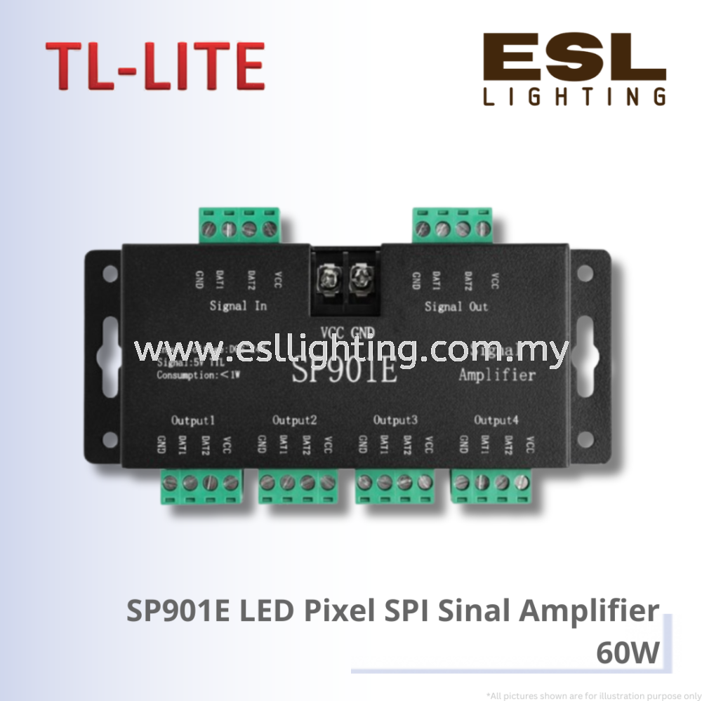 TL-LITE SP901E LED Pixel SPI Sinal Amplifier - 60W