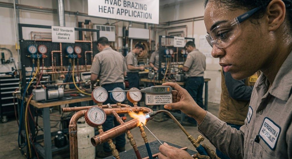 copper pipe brazing HVAC controlled heat application