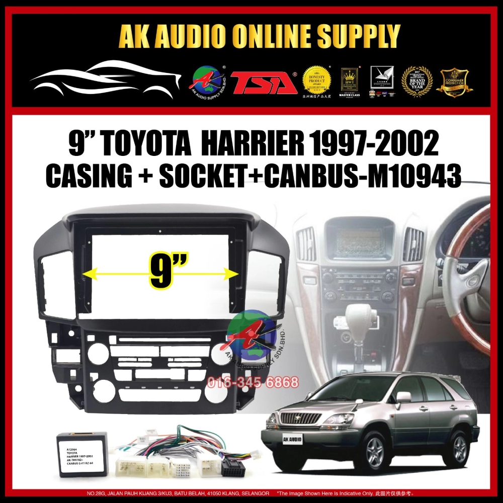 Toyota Harrier RX-300 1997 1998 - 2002 ( With Canbus ) Android Player 9" Inch Casing + Socket - M10943