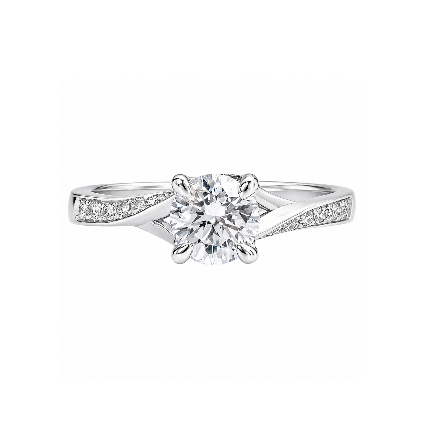 Roman & Co庐 Orlina Flow Pav茅 Solitaire Engagement Ring