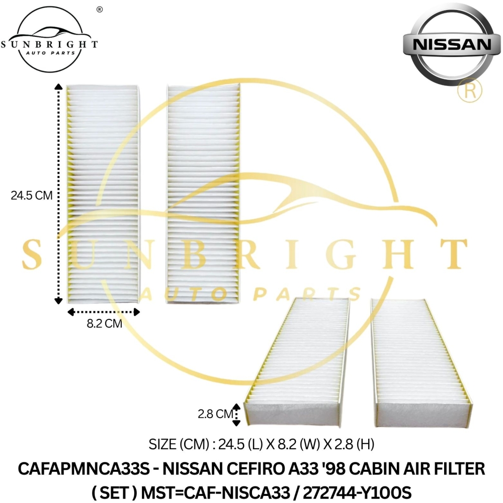 CAFAPMNCA33S - NISSAN CEFIRO A33 '98 CABIN AIR FILTER ( SET ) MST=CAF-NISCA33 / 272744-Y100S