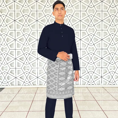 Baju Melayu Cekak Musang Tetra Cotton Slim Fit Sepasang (CNSP) Navy