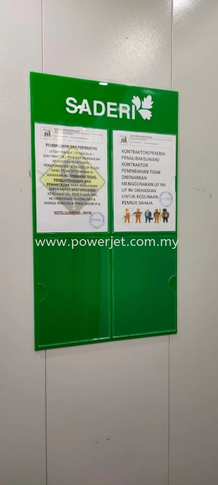 Lift Notice Board Signage