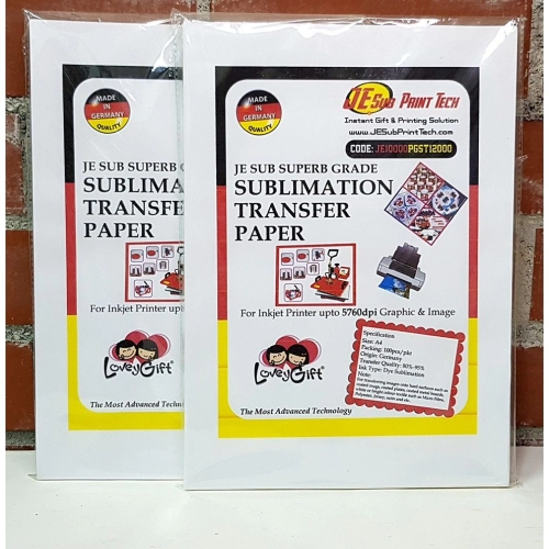 Sublimation Paper - Superb Grade - Germany -A4/A3 [90% Transfer] (Instand Dry) - Sublimation Transfer Paper