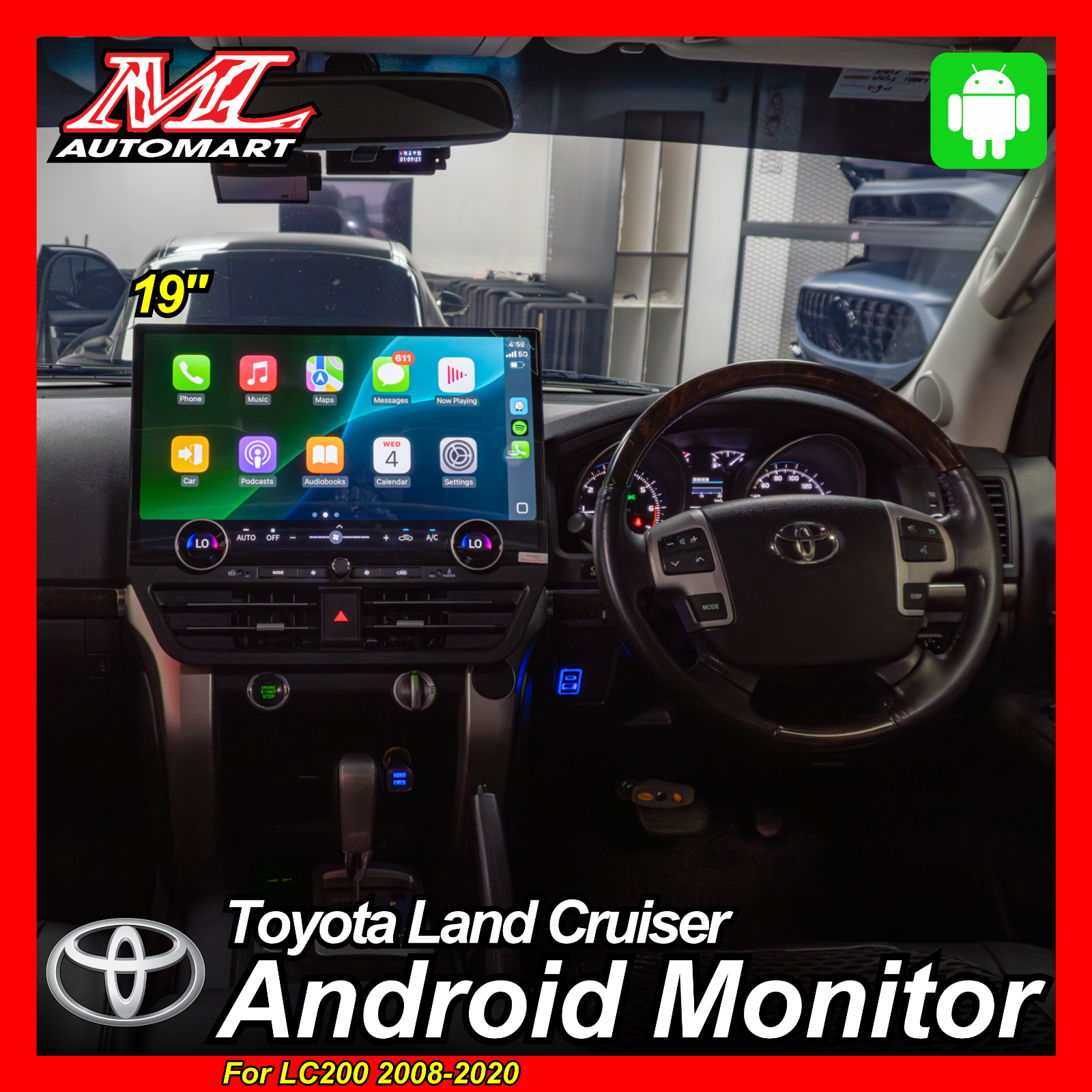 Toyota Land Cruiser LC200 2008-20 Android Monitor (19")
