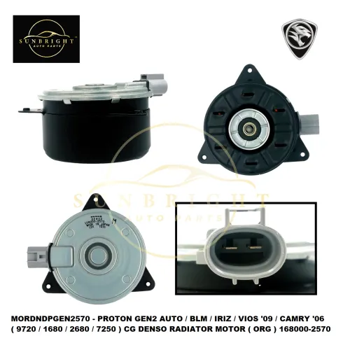 MORDNDPGEN2570 - PROTON GEN2 AUTO / BLM / IRIZ / VIOS '09 / CAMRY '06 ( 9720 / 1680 / 2680 / 7250 ) CG DENSO RADIATOR MOTOR ( ORG ) 168000-2570