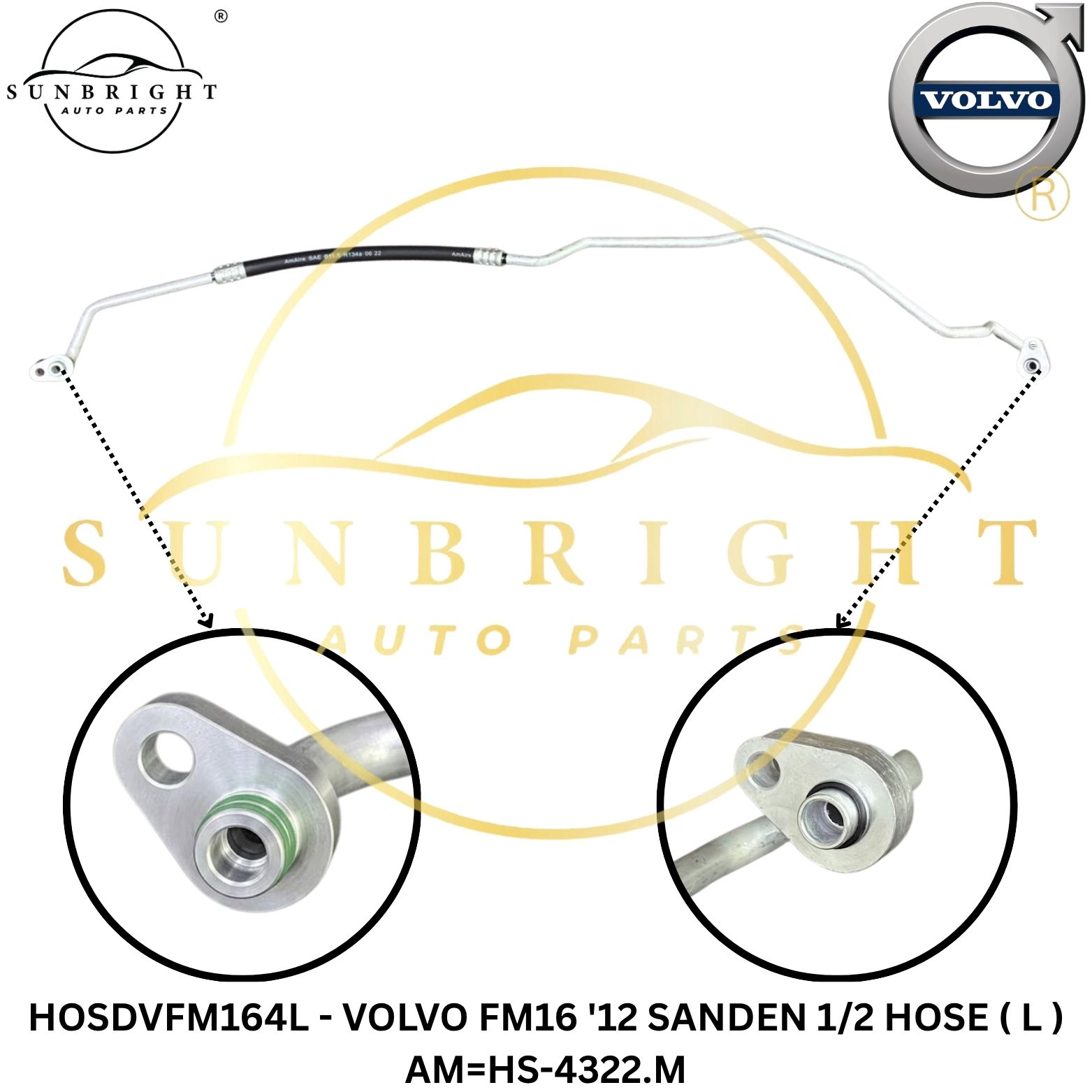 HOSDVFM164L - VOLVO FM16 '12 SANDEN 1/2 HOSE ( L ) AM=HS-4322.M