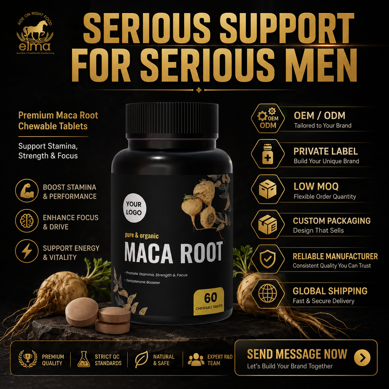 Export-Ready Maca Root Supplement Tablet Manufacturer for Wellness Brands